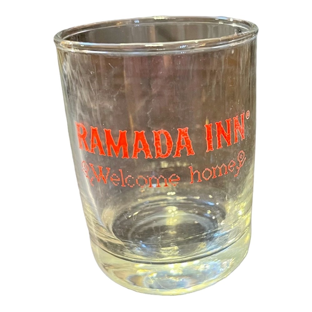 VINTAGE RAMADA INN "WELCOME HOME" 3.5” DRINKING WATER JUICE GLASS